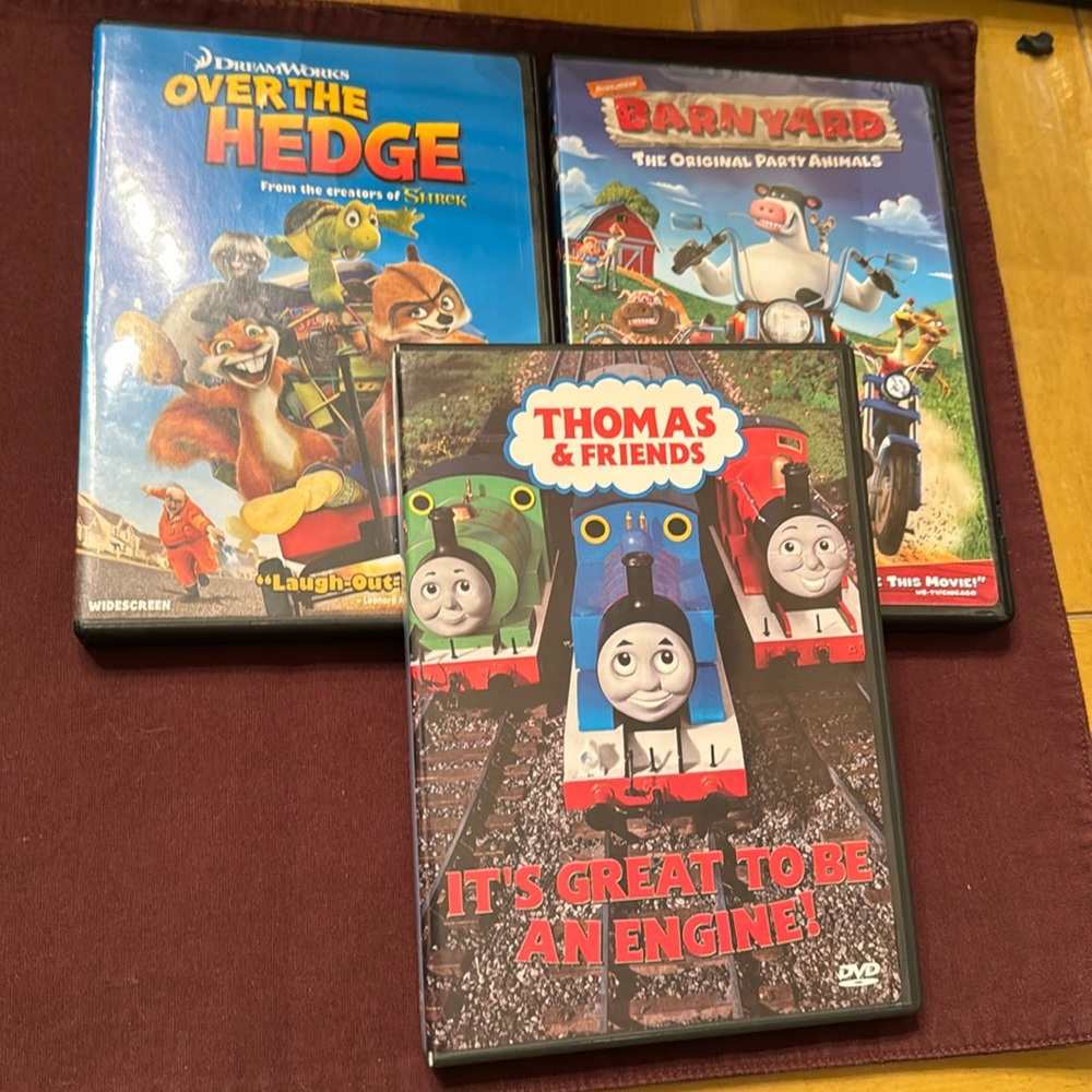 * 3 DVD Thomas Train, Barnyard,& Over the Edge